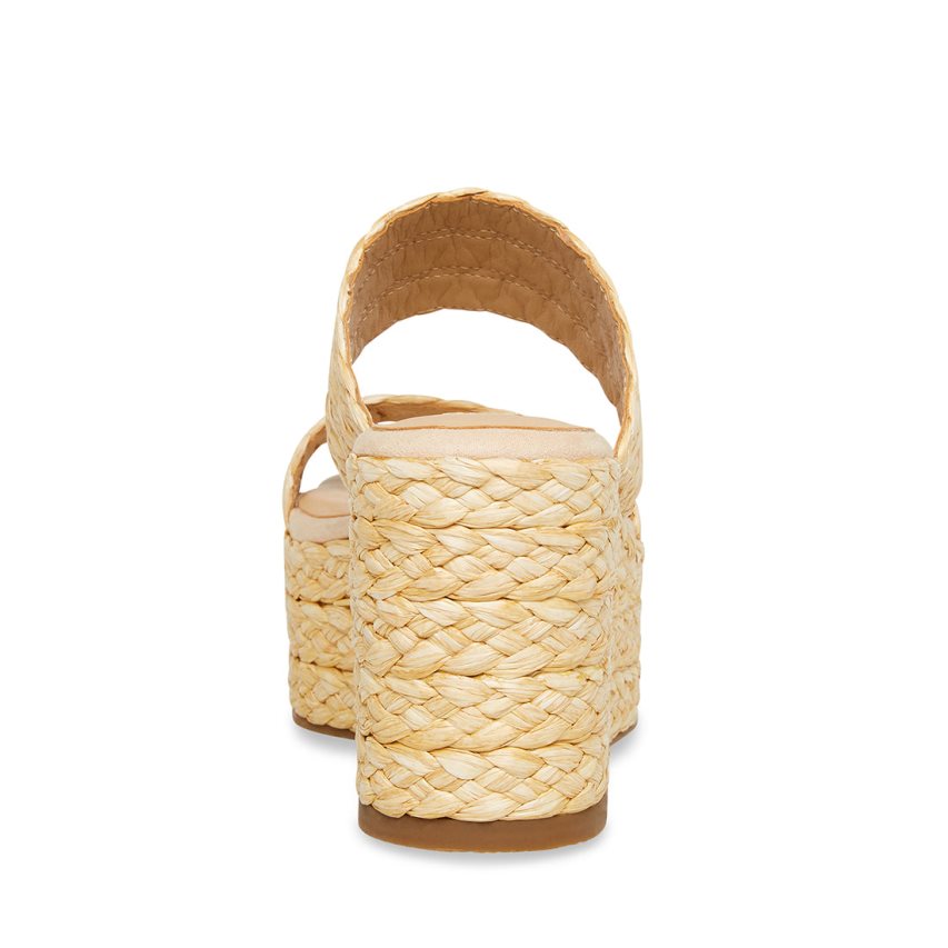 Zapatos Cuña Steve Madden Jane Natural Raffia Mujer Beige | ES TK9S16